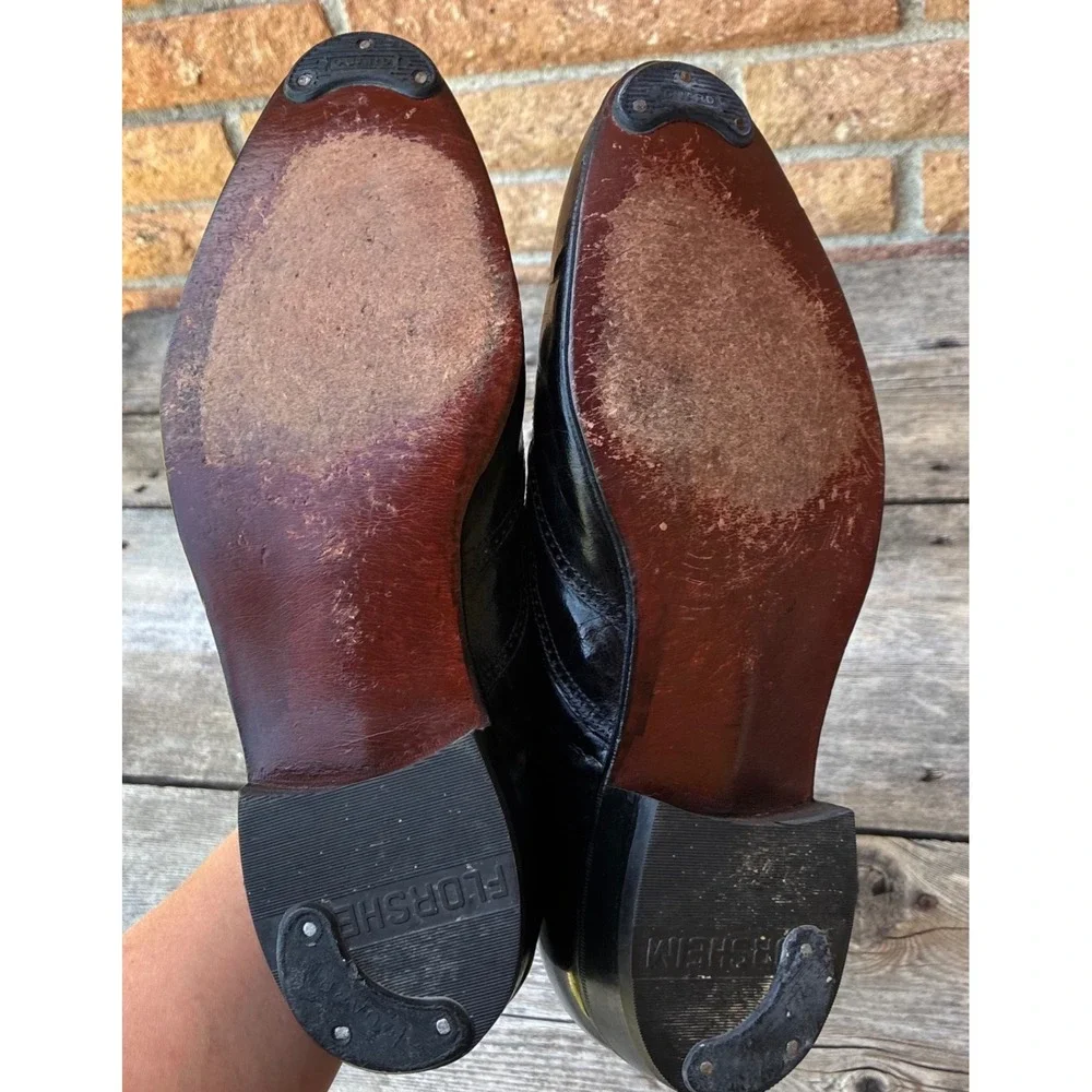 Vintage Florsheim Black Leather Kiltie Tassel Loafers Men's 7.5 E Wide 20108